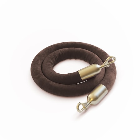 Montour Line Velvet Rope Brown With Satin Brass Snap Ends 6ft.Cotton Core PVR150-60-TN-SE-SB